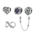 925 Sterling Silver Retro Flowers Infinite Charms Vintage Safety Chain for Women Bracelet Fine Jewelry DIY Gift SCC2096