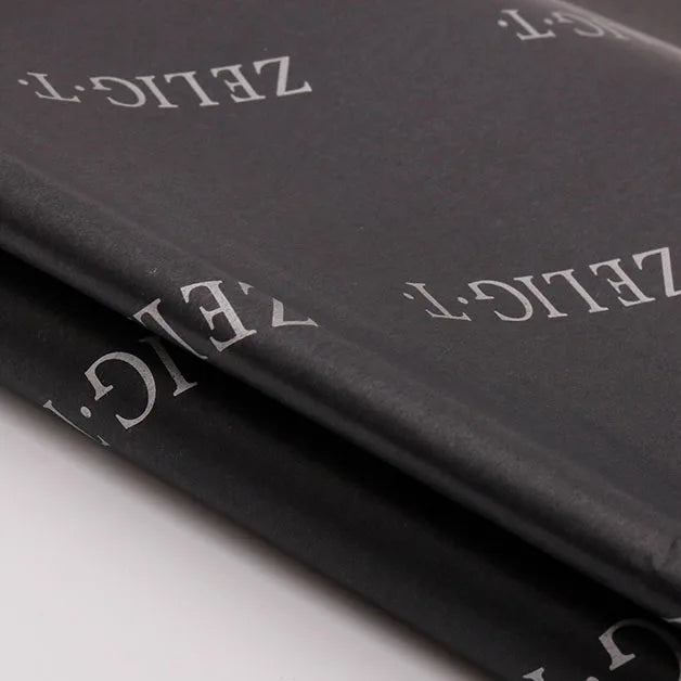 Black Paper Luxury Branded 17gsm Gold Foil Printed Clothes Personalized Biodegradable Tissue Wrapping Paper