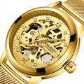 FNGEEN 6018 New Top Men Sport Mechanical Watches Luxury Stainless Steel Skeleton Crystal Dial Automatic Watches Clock Mens