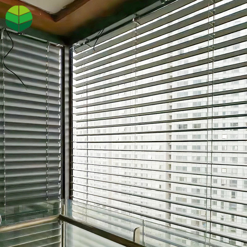 Window Blind Industrial Design Style Wide Blade Motorized Venetian Blinds Electric Remote-controlled Aluminum Waterproof