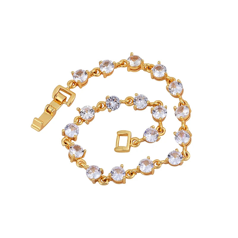 Vintage 18K Gold Plated Jewelry Copper Brass Diamond Bracelet Bracelet Zircon Women Gold Plated Bracelet Design for Girls