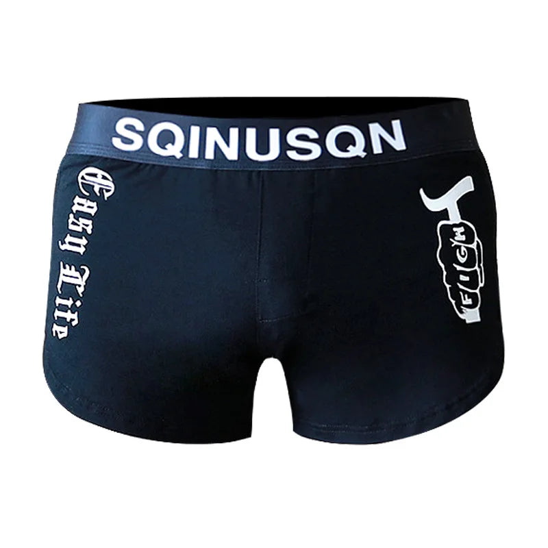 Personalized Mid-Rise Solid Color Sports Boxer Pants Cotton Large Size New Men's Youth Loose Bottom Boys Underwear
