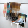 Chic Stylish Fall Winter Square Plaid Knit Scarf With Fringes Edge for Women