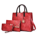 2026 Fine Women's 3-Pcs PU Leather Handbag Set Large Casual Tote with Zipper Closure Includes Messenger Bag Polyester Purse