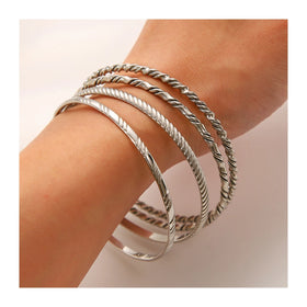 Competitive Price Stainless Steel Ready to Ship Big Size Minimalist Rope Twisted Cuff Bangles Bracelets for Men Waterproof