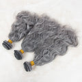 Human Hair Bundles Cuticle Aligned Remy Human Hair Mix Color #1b #grey Natural Wave 100 Grams Per Pack