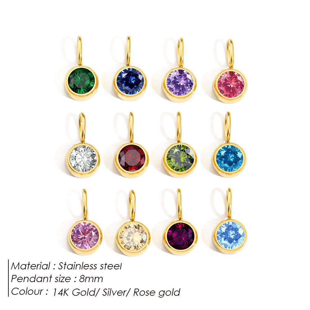 Popular Stainless Steel  Jewelry  Birthstone Charm Tag  Pendant for Necklace Bracelet Jewelry Making