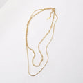Fashion Stainless Steel 18K Gold Plating Figaro Round Snake Chain Two Layer Necklace