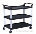 Three Deck Plastic Restaurant Car Commercial Service Mobile Food Carts Foodtruck Black Three-layer Plastic Dining Car