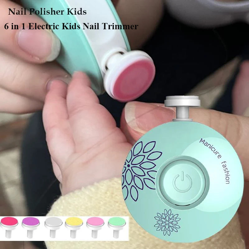 6 in 1 Electric Kids Baby Nail Trimmer Newborn Accessories Clipper Set Baby Nail File Electric Nail Clippers and Files