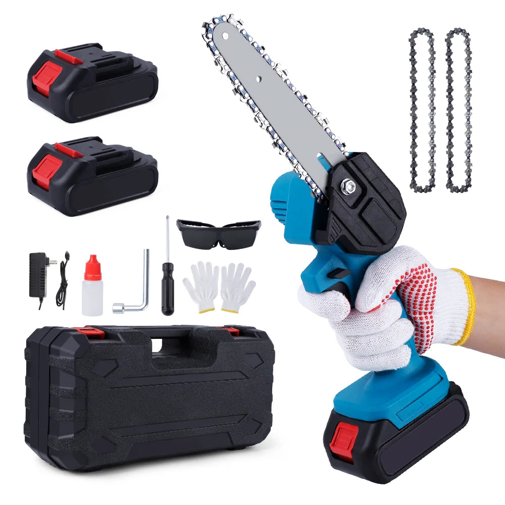 Mini 6 Inch Cordless Battery Powered Chainsaw with Security Lock Handheld Small Chainsaw for Wood Cutting