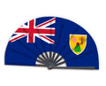 New Product Customized National Country Flag Turks and Caicos Islands Folding Bamboo Hand Held Fan