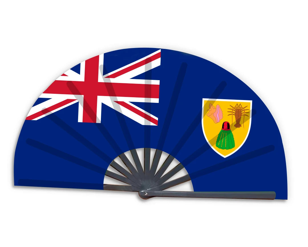 New Product Customized National Country Flag Turks and Caicos Islands Folding Bamboo Hand Held Fan