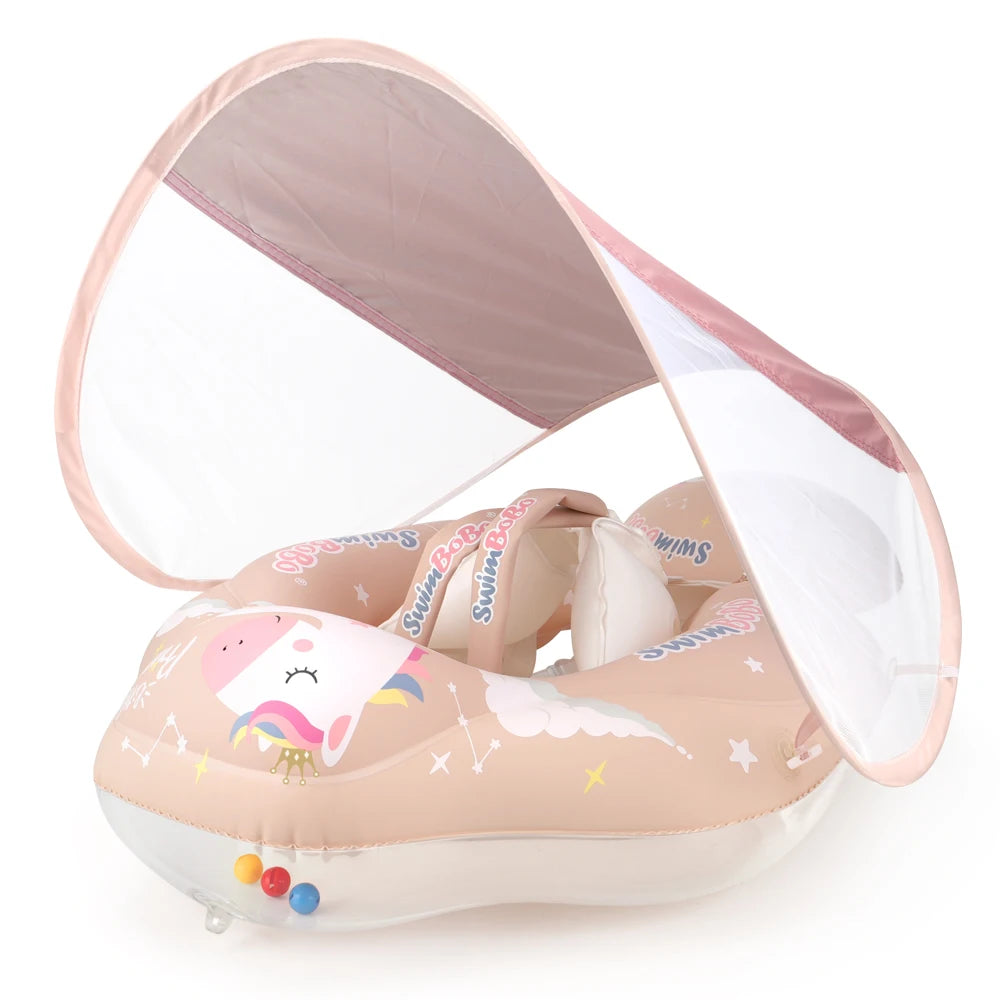 Swimbobo New Upgrade Inflatable Children's Swimming Baby Pool Float With Canopy Kids Swimming Waist Trainer Swim Ring Baby Float