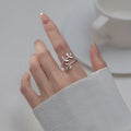 New Design S925 Sterling Silver Brief Leaf Design 925 Silver Ring Jewelry Women J9408