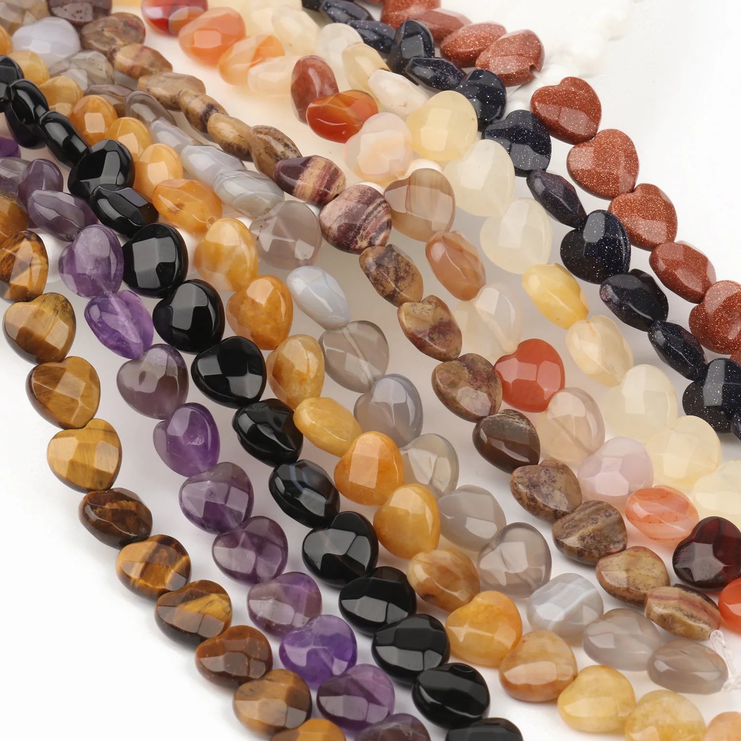 10mm Faceted Heart Natural Amethyst Stone Beads Loose Tumbled Chakra Gemstone Beads for Crystal Healing Jewelry Drilled Jewelry