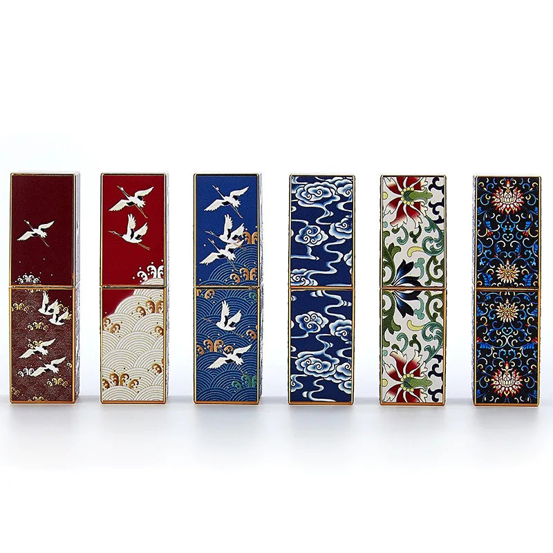 Retro Chinese Palace Style Luxury Design PP Plastic Square Shape 3.5g Lip Balm Container Lipstick Case Empty Screen Printing