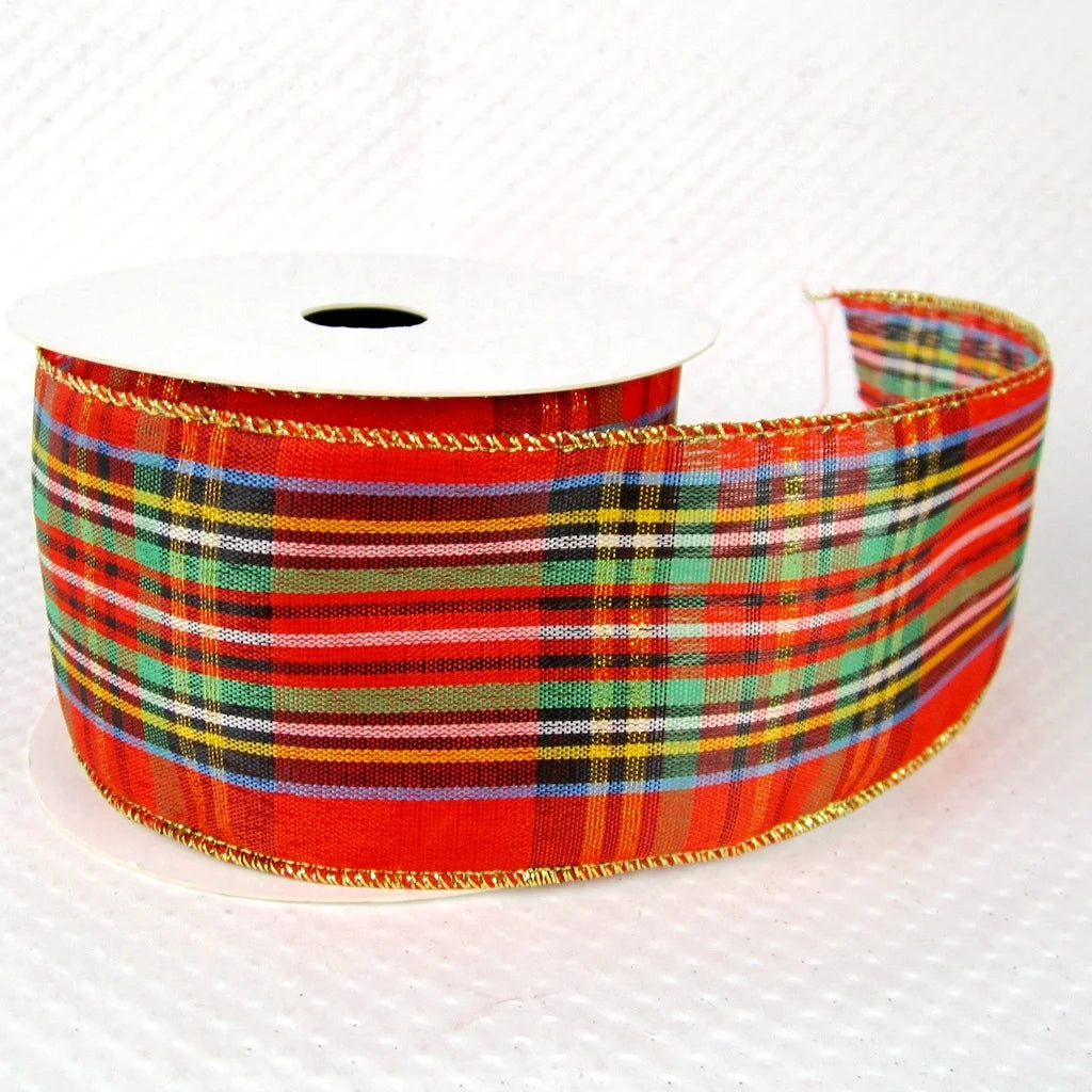 High Quality Polyester Floral Wired Edge Ribbon Spool for Christmas Party Decoration