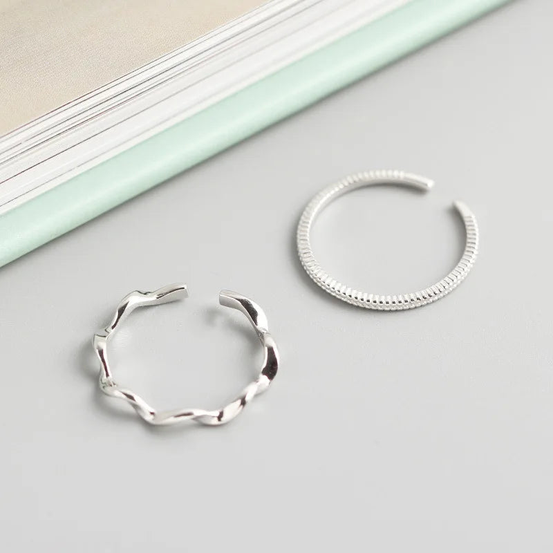 Pure Geometric Mobius 925 Sterling Silver Twist Wave Thin Stackable Rings Women Wholesale