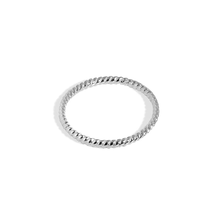 925 Sterling Silver Stack Twisted Ring Twist Ring Stackable Party Women Fashion Rings