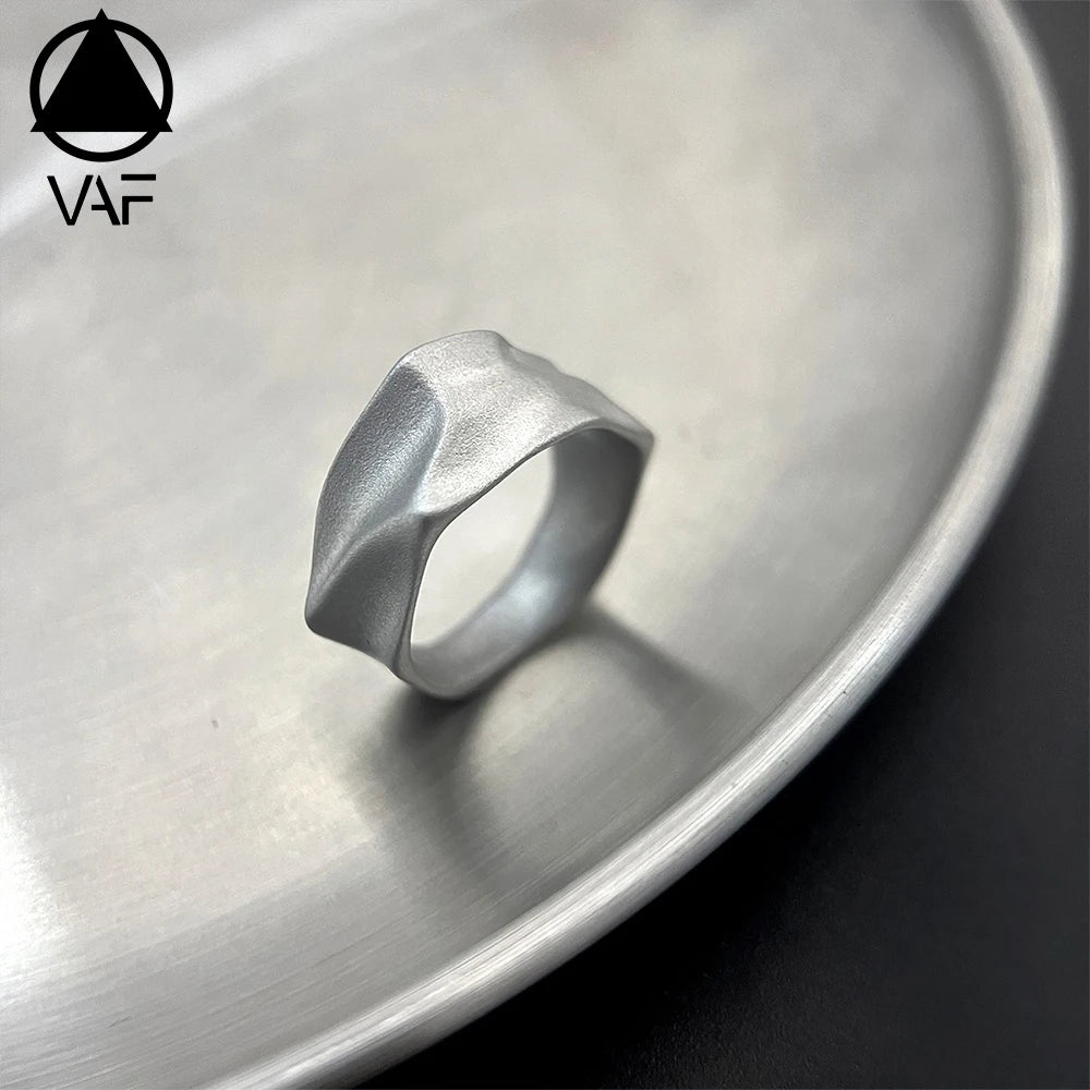 VAF Cool Hip Hop Matte Ring Bague Homme Cincin Pria Punk Stainless Steel Irregular Ring for Men Matter Unregelmabiger Ring