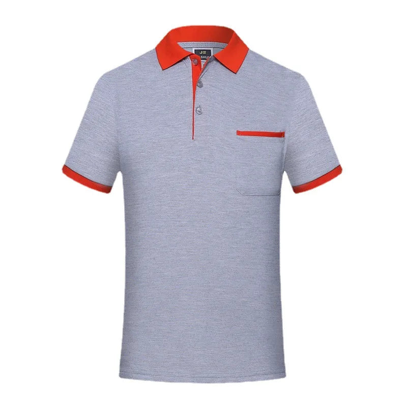 Men's High Quality Short-Sleeved for Polo Shirt  Anti-Wrinkle Custom Embroidered Lapel Long Length XL Size