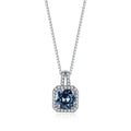 NEW Necklace for Women Crystal Diamond 925 Silver Plated Platinum Blue Gem Necklace
