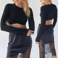 Custom T-shirt Femme Tshirts High Quality Cotton Long Sleeve T Shirt Black Plain Women Crop Top