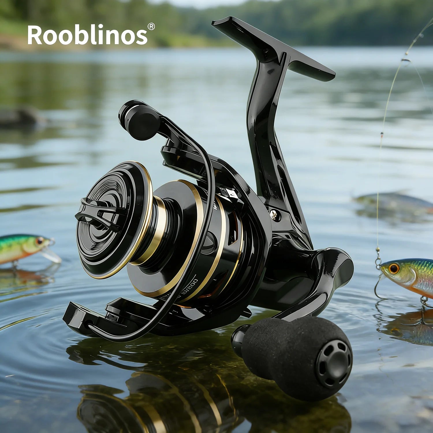 Rooblinos NX Left Hand Spinning Reel 5.2:1 Gear Ratio Two-Speed System Anti-Reverse Interchangeable Handle Plastic Body 140g