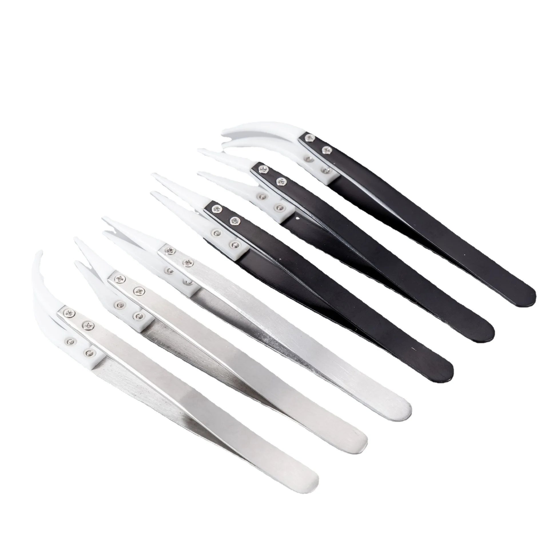 High Temperature Ceramic Replaceable Tips Tweezers Black Silvery Large Ceramic Ceramic Tip Tweezers