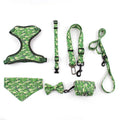 Personalized Plaid Pattern 7-Piece Adjustable Nylon Dog Harness Leash Collar Set Soft Breathable Pet Accessories for Walking