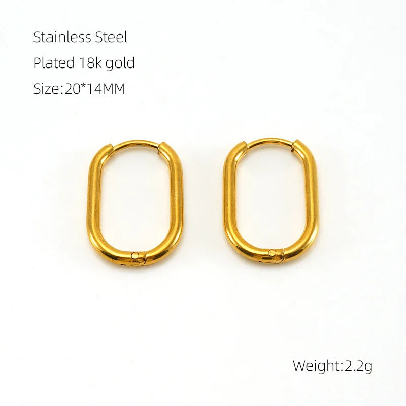 Hot Selling Fashion Big Hoop Earrings18K Gold Plated Stainless Steel Jewelry O Shape Waterproof Jewelry Hollow Hoop Earrings