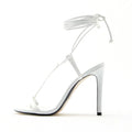 Beautiful Plus Size White Flip Flops Stiletto Heel Round Open Toe Wedding Party High Heels Women Shoes Sandals