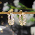 Huitan Fashion Hoop Earrings Girls Lady Many Pear Diamonds Full Around Crystal Cpear Zircon Silver Gold Beautiful Earrings Women