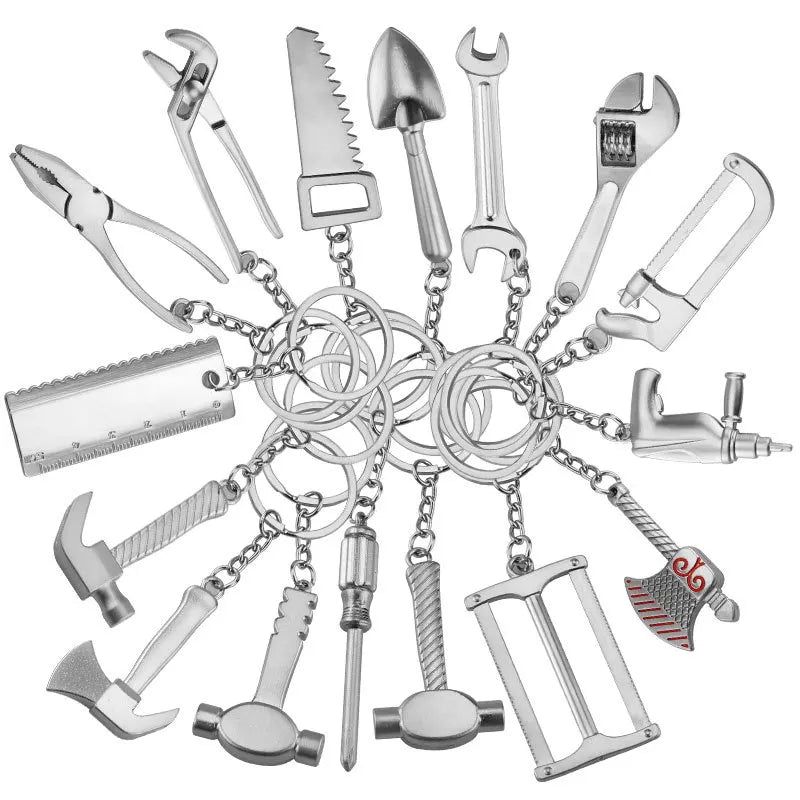 Creative Mini Metal Tool Keychain Men's Keychain Stainless Steel Car Key Ring Personality Simulation Spanner Key Chain Pendant