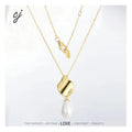 Carline Topsale Fine Jewelry 925 Sterling Silver Flat Back Oval Pearl Necklaces Gold Plated Pearl Pendant Necklace for Women