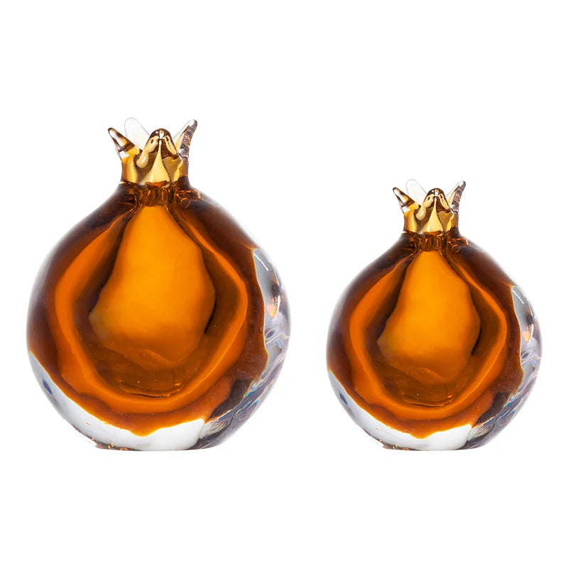 Pomegranate Shape Handicraft Packaging Crystal Glass Rose Flower Figurines Craft Office Decorative Items