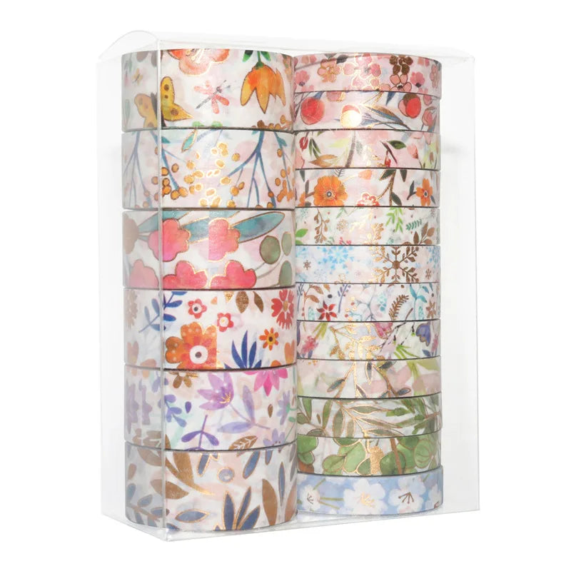 Creative New Flower Bronzing Washi Tape Sticker DIY Starry Green Leaf Fashionable Masking Tape
