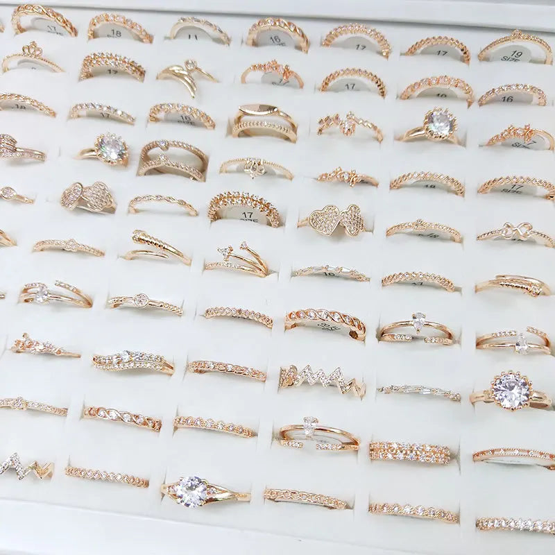 Simple Micro-encrusted Zircon Rings for Women Ladies Index Finger Ring Korean Popular Gem Rhinestone Rings Jewelry Mixed Batch
