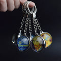 Van Gogh Painting Sunflowers Starry Night Lris Double Side Key Chain 35mm Large Size Glass Ball Keyring Key Holder Souvenir Gift