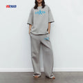 Trending Products 2025 New Arrivals Shirt Pants Set for Women Breathable 100% Cotton Two Piece Sweatpants and Shirt Set Ladies