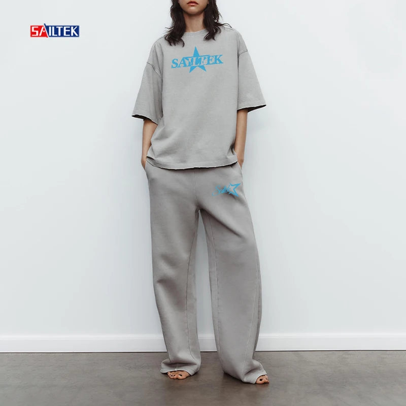 Trending Products 2025 New Arrivals Shirt Pants Set for Women Breathable 100% Cotton Two Piece Sweatpants and Shirt Set Ladies