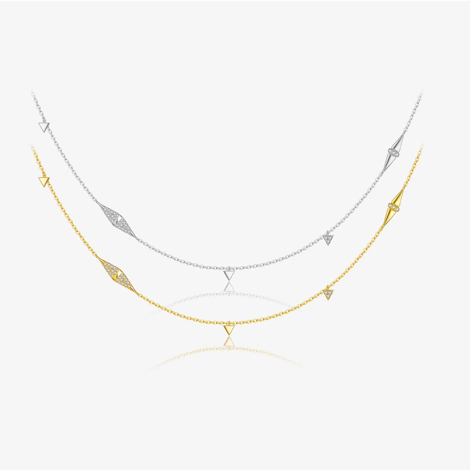 FUAMAY Fashion 18K Gold Plated 925 Silver Geometric Charm Necklace Women Golden Pave Zircon Geometric Sparkle Chain Necklace