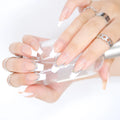 New Style Custom Box 24Pcs Luxury Press on Nails With Rhinestones French Ballerina Nail Tips