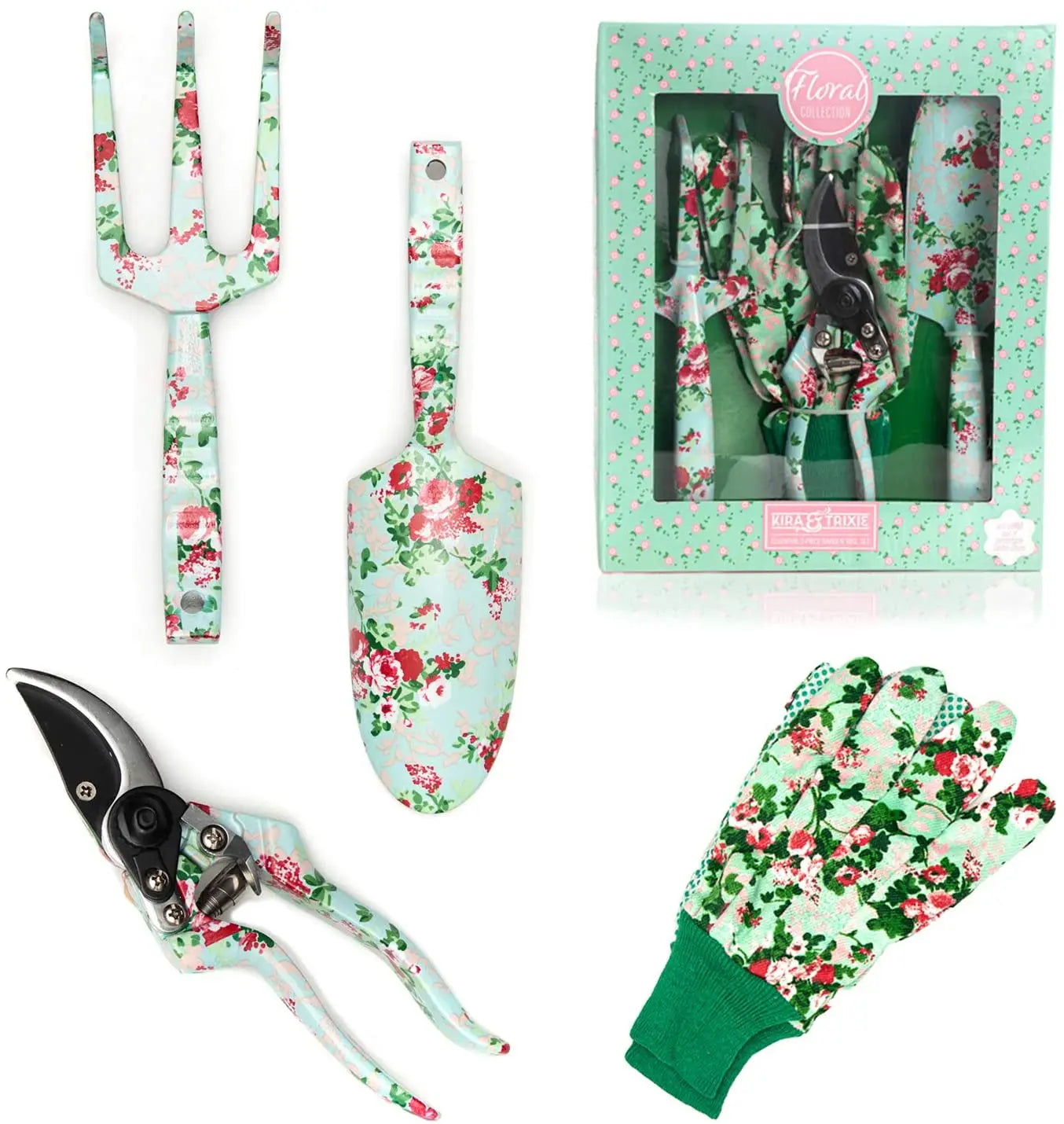 FGS02A Heavy Duty 3 Piece Aluminum Garden Tool Set with Floral Print