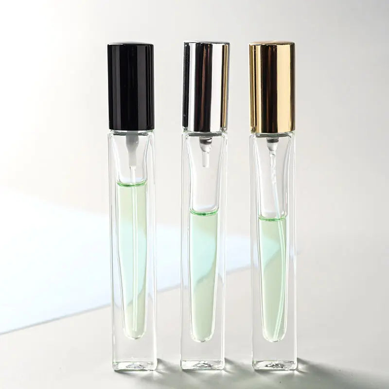 Factory Stock Sample Size Clear 10 Ml Fragrance Oil Sample Perfume Bottle Glass Silver Perfume Bottle Vial