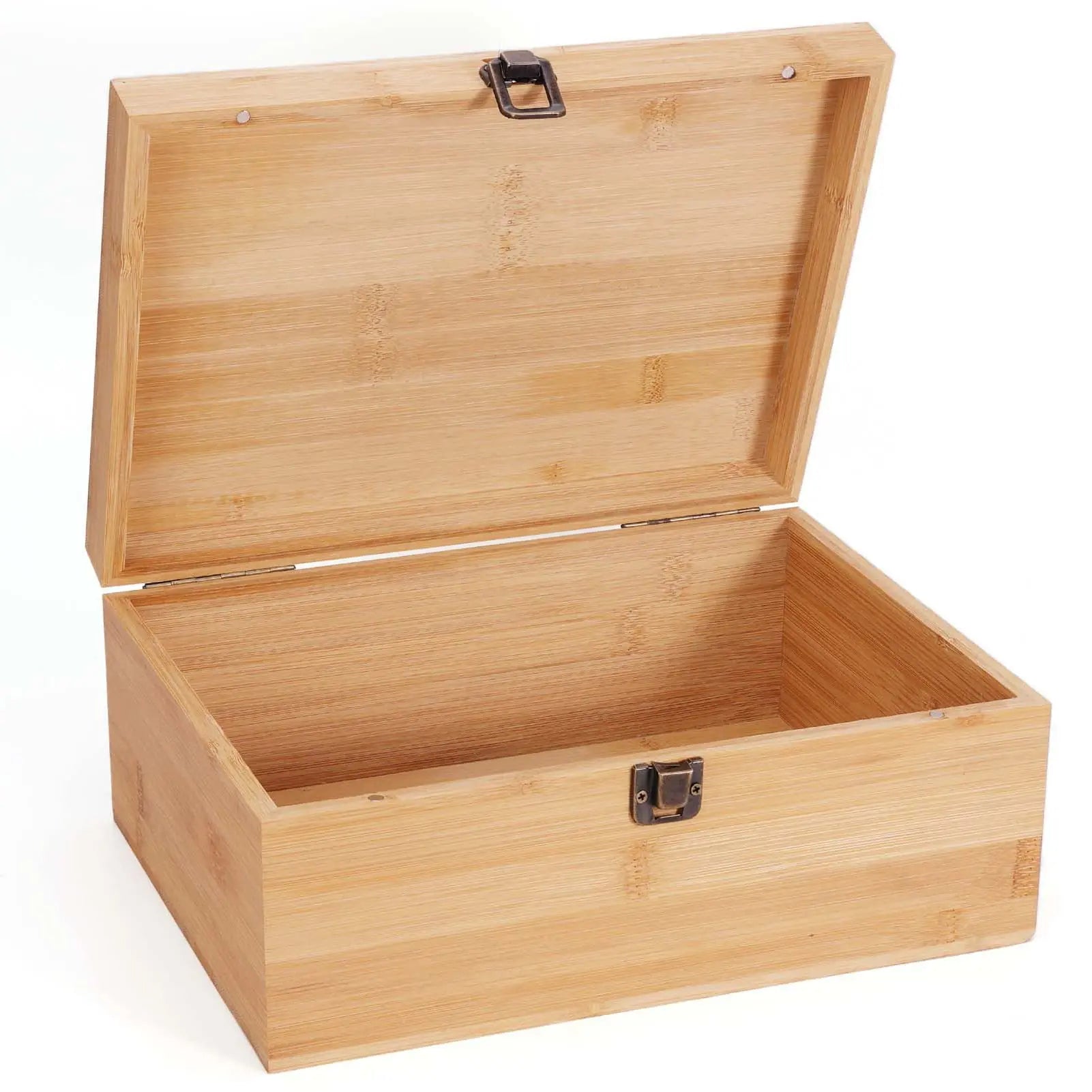Unfinished Square Recyclable Reusable Polished Wooden Box Pine Box Craft Storage Box with Hinged Lid and Front Buckle