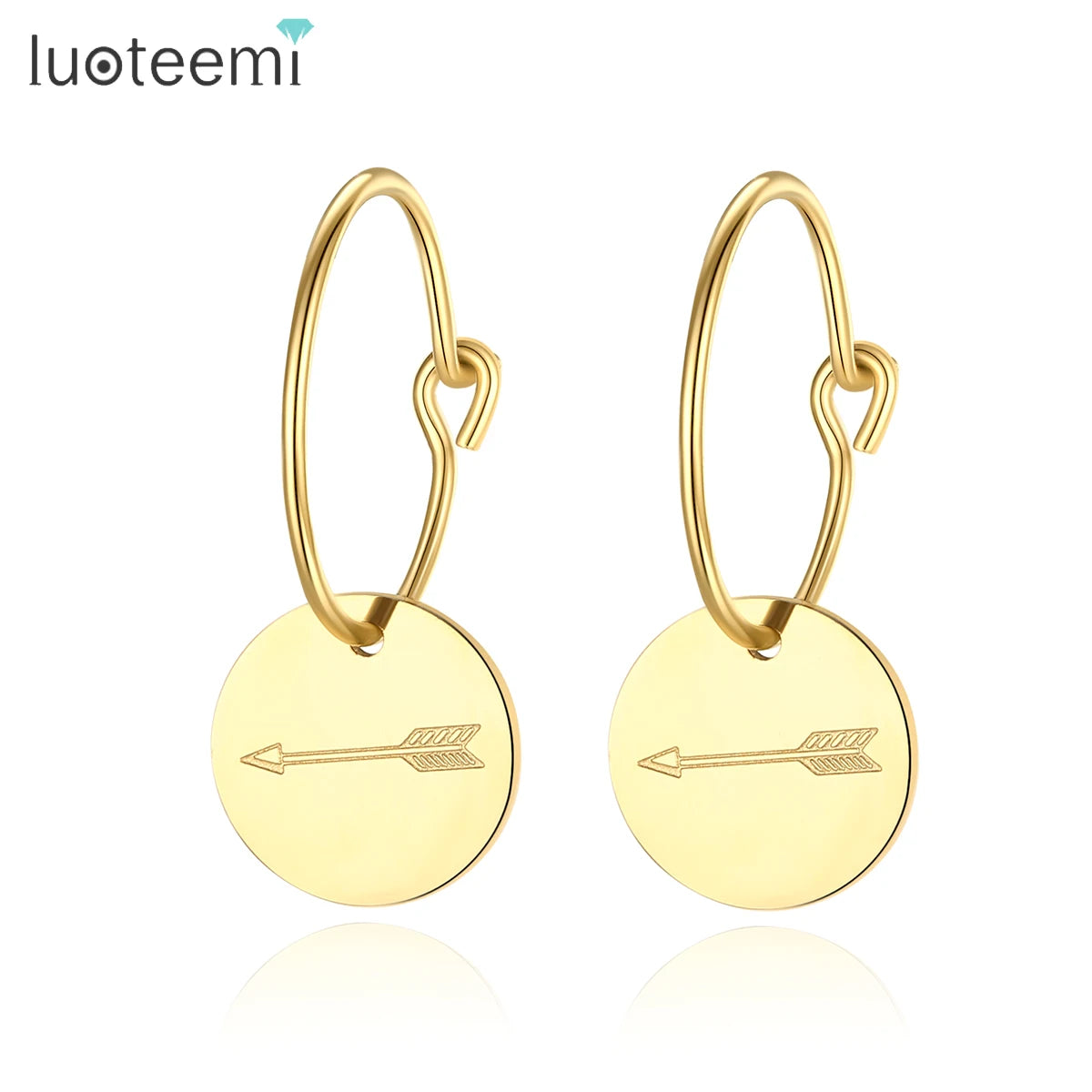 SP-LAM Gold Hoop Stainless Steel Round Dangle Girl Woman Earing Party Charm Women Fashion Earring MegaBDM