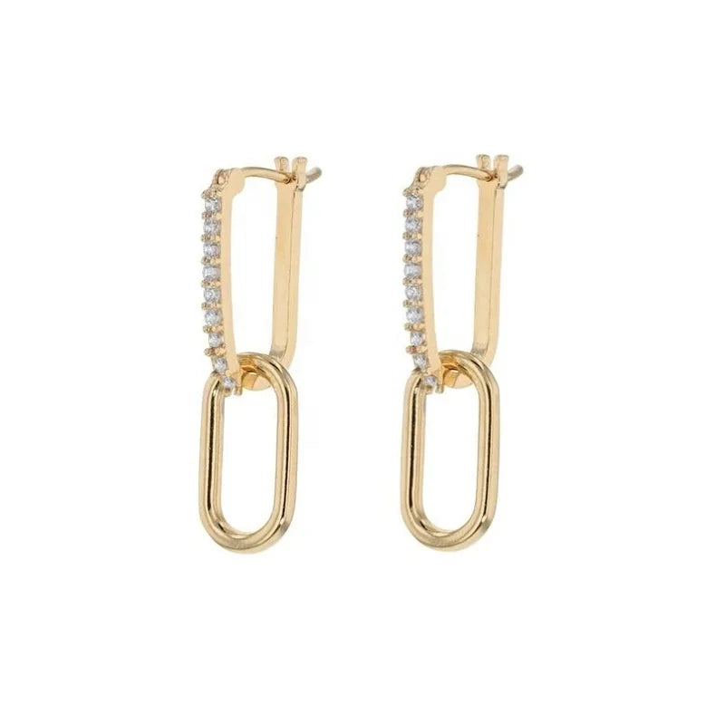 LOZRUNVE Wholesale Jewelry New Fashion Jewelry 925 Sterling Silver Gold Plated Chain Link Drop Earring