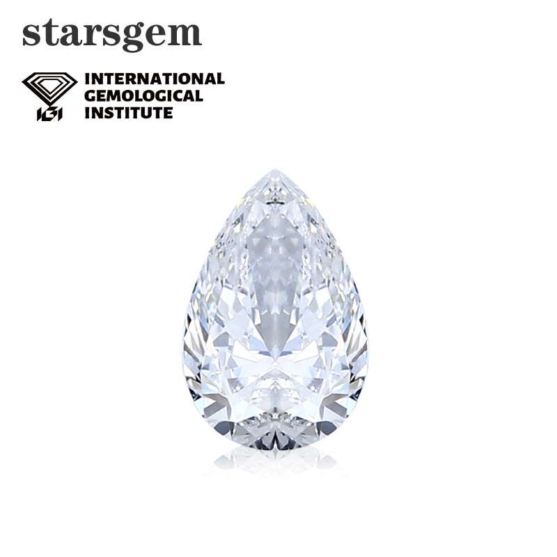 Starsgem Lab Created Diamond IGI Certificate HPHT Lab Diamond DEF Color 1ct 2ct 3ct Pear Lab Grown Diamond